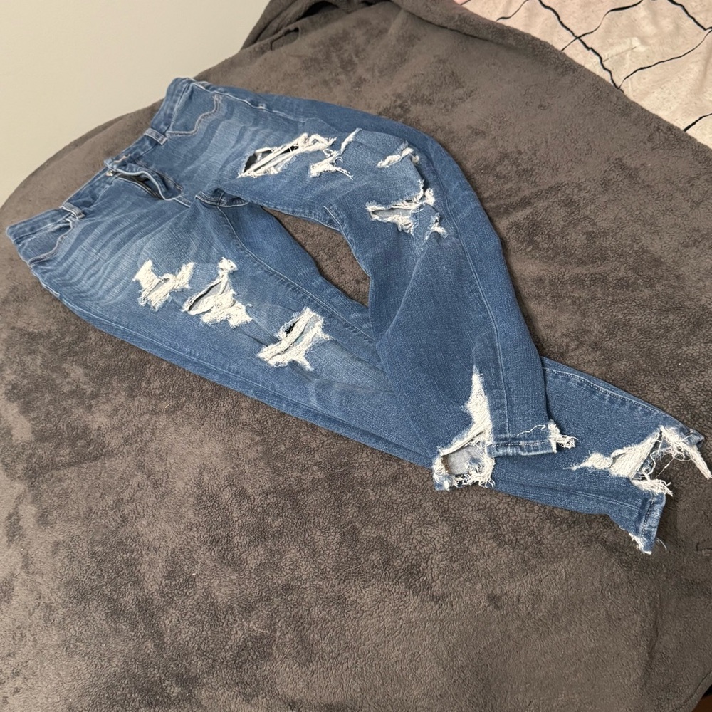 American Eagle Outfitters Ripped Blue Skinny Jeans